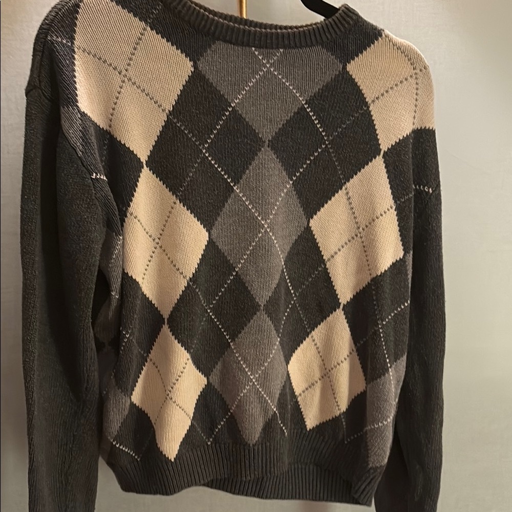 Brandy Melville Argyle Sweater - Black, Gray, Cream